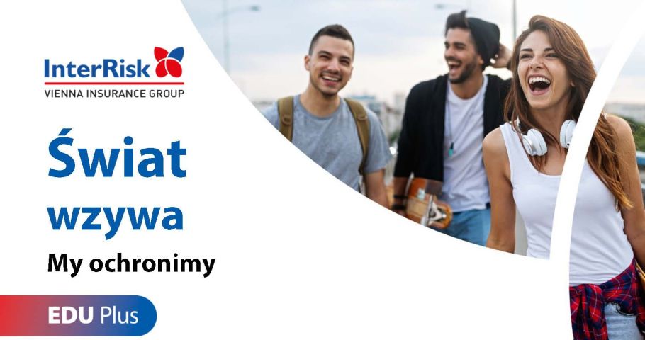 Grafika promująca ubezpieczenia firmy InterRisk z hasłem 