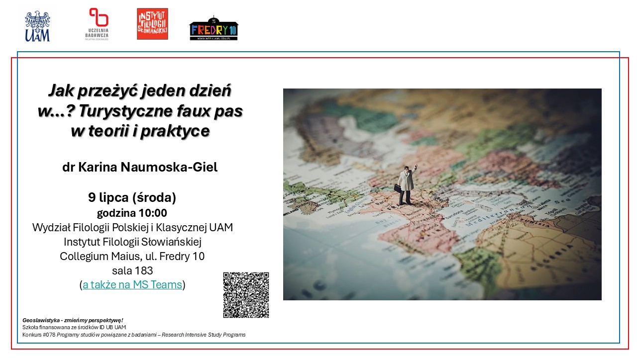 Grafika promująca wykład dr Kaliny Naumoskiej-Giel pt. 