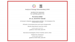 Wykłady gościnne dr. sc. Zvonimira Glavaša (Uniwersytet w Zagrzebiu, Chorwacja)