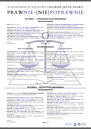 III Konferencja Naukowa Człowiek – Język – Prawo: Prawnie – (nie)poprawnie