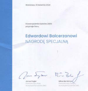 Nagroda Specjalna ZAiKS-u dla Profesora Edwarda Balcerzana