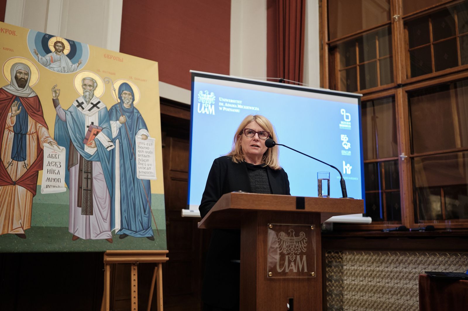 JM Rektor UAM przemawia w Sali Lubrańskiego.