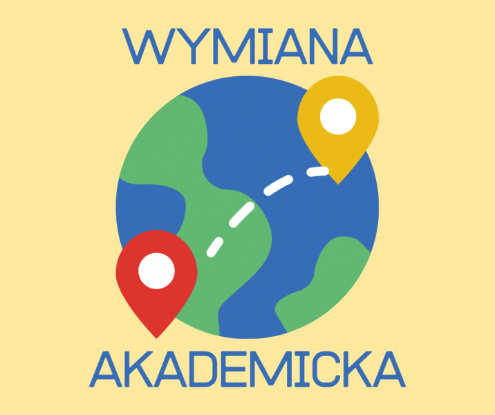 Na żółtym tle rysunek globusu, na którym widać dwie pinezki łączące dwa punkty. Na górze i na dole napis 