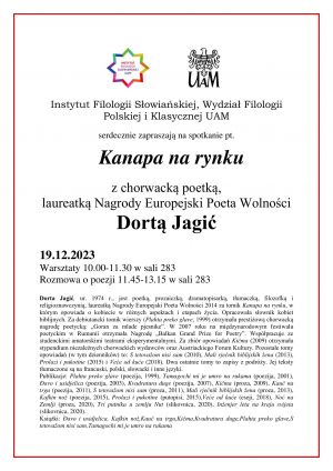 Kanapa na rynku - spotkanie z chorwacką poetką Dortą Jagić