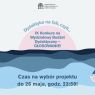 Plakat promujący IX Konkurs na Wydziałowy Budżet Dydaktyczny - symboliczna grafika falującego morza, z którego wyłania się różowe słońce. Na szczycie znajduje się logo WFPiK, nad słońcem napis 